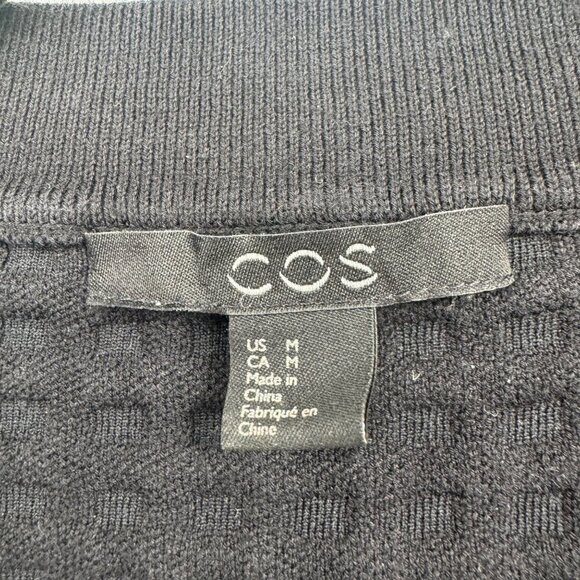 COS Waffle Jacket Button Front Black Long Sleeves Pockets Cotton Women's size Me - Picture 4 of 7